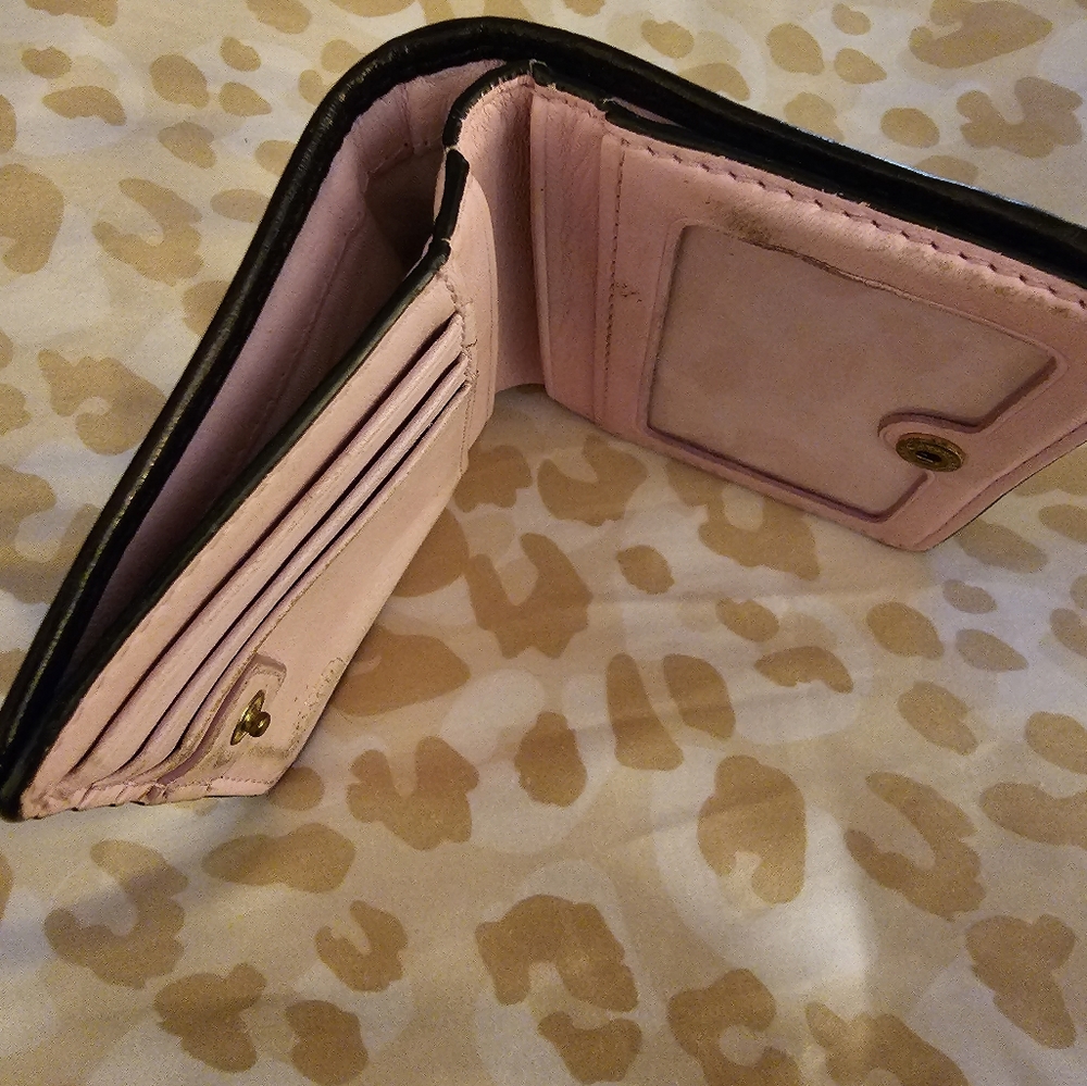 COACH  Black Signature C Snap Bifold Leather Wallet Zip Coin Pocket - Picture 5 of 7